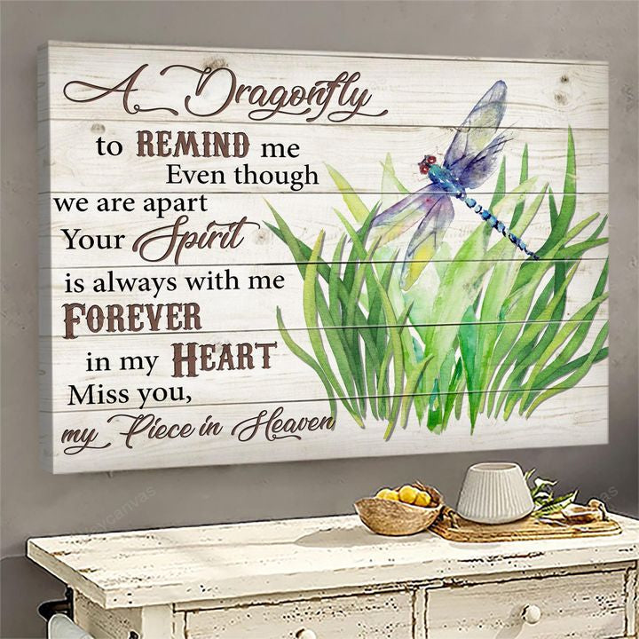 Dragonfly, Grass, A dragonfly to remind me your spirit is always with me - Heaven Landscape Canvas Prints, Wall Art
