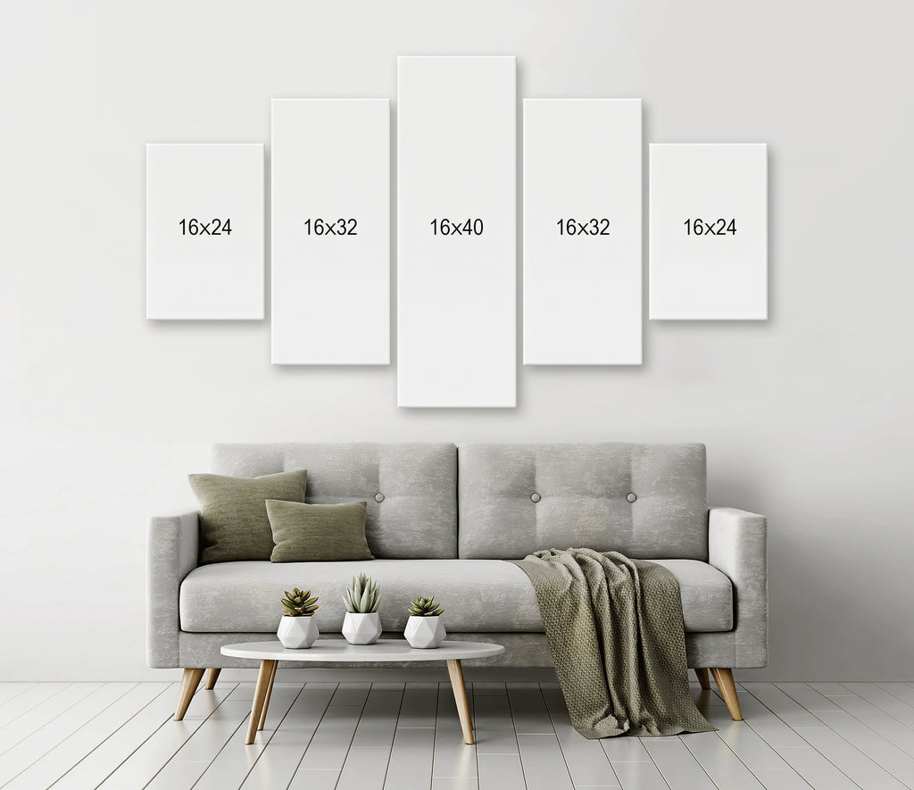 Jesus walking on water, Amazing ocean, Orange sunset, Cross symbol - Jesus 5 Panel Piece Wall Art Canvas Print For Home Decor Decoration