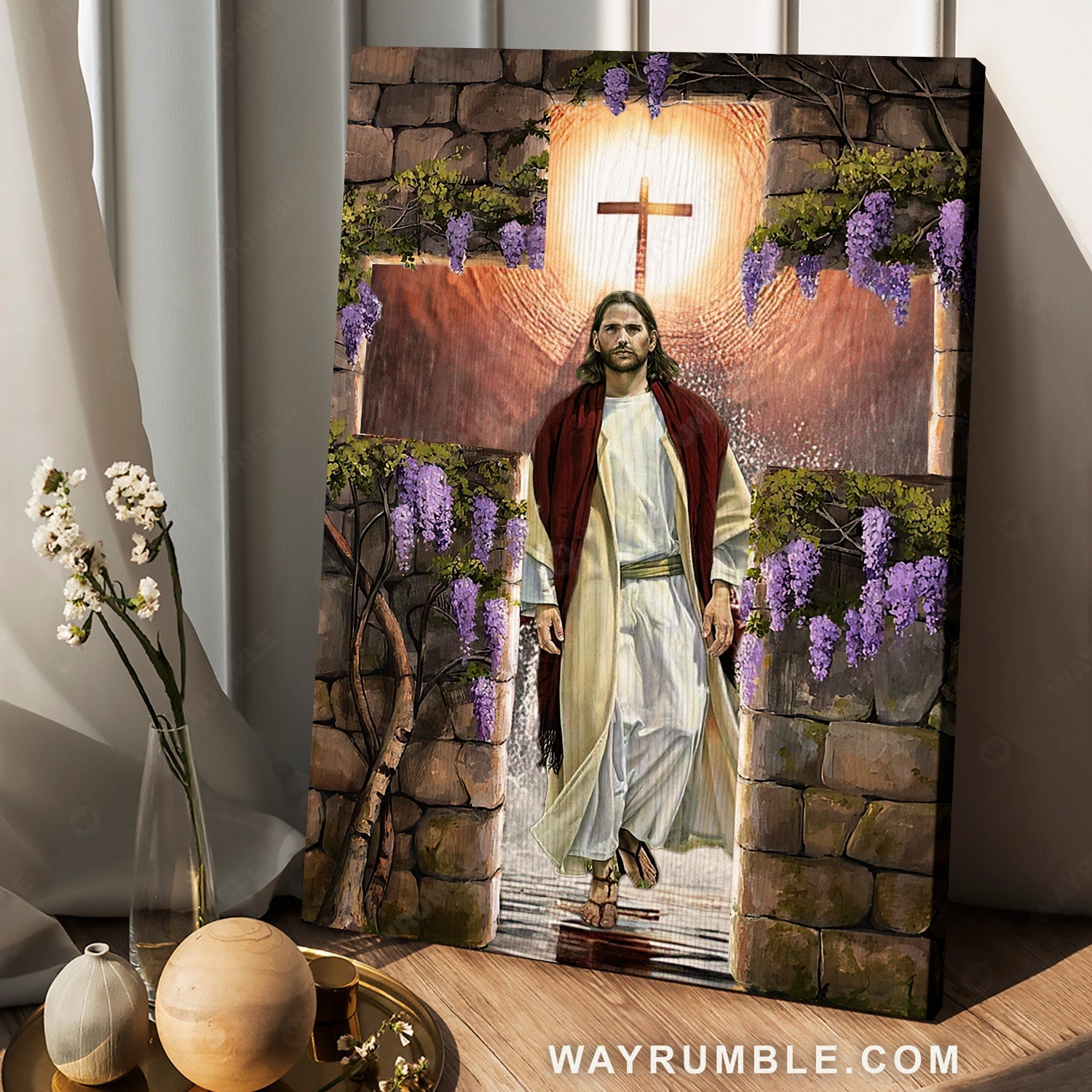 Jesus painting, Purple flower, Amazing cross - Jesus Portrait Canvas Prints, Christian Wall Art