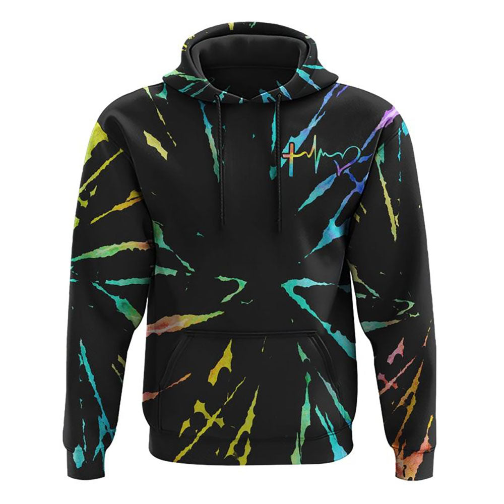 Fé Cross Tie Dye All Over Print 3D Hoodie, Christian Hoodie, Christian Sweatshirt, Bible Verse Shirt
