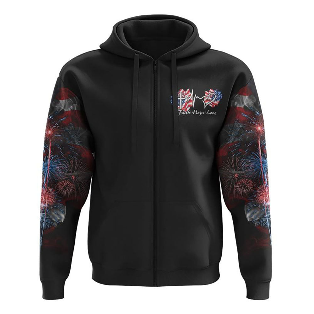 Faith America Flag Rose All Over Print 3D Hoodie, Christian Hoodie, Christian Sweatshirt, Bible Verse Shirt