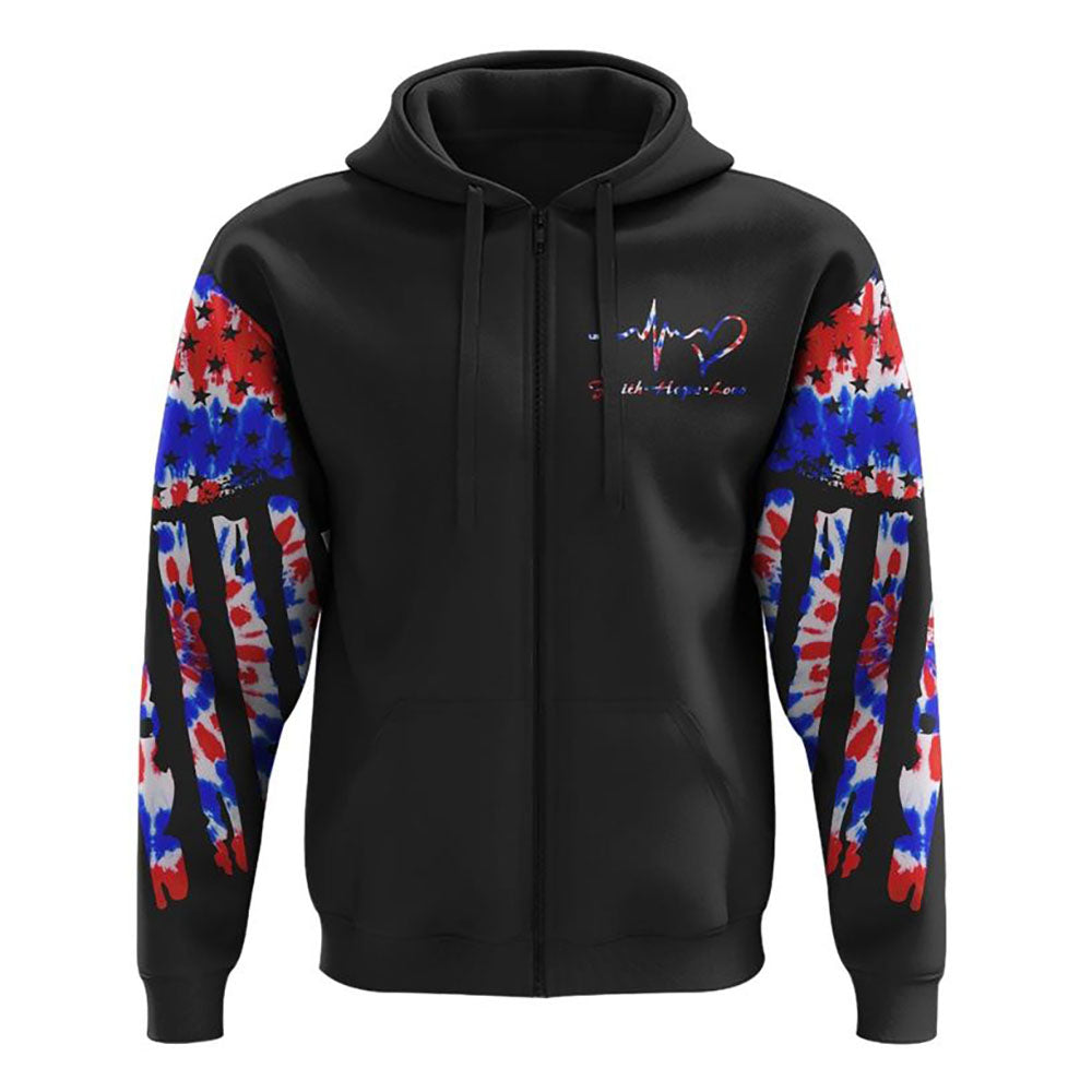 Faith Hope Love Tie Dye Flag All Over Print 3D Hoodie, Christian Hoodie, Christian Sweatshirt, Bible Verse Shirt