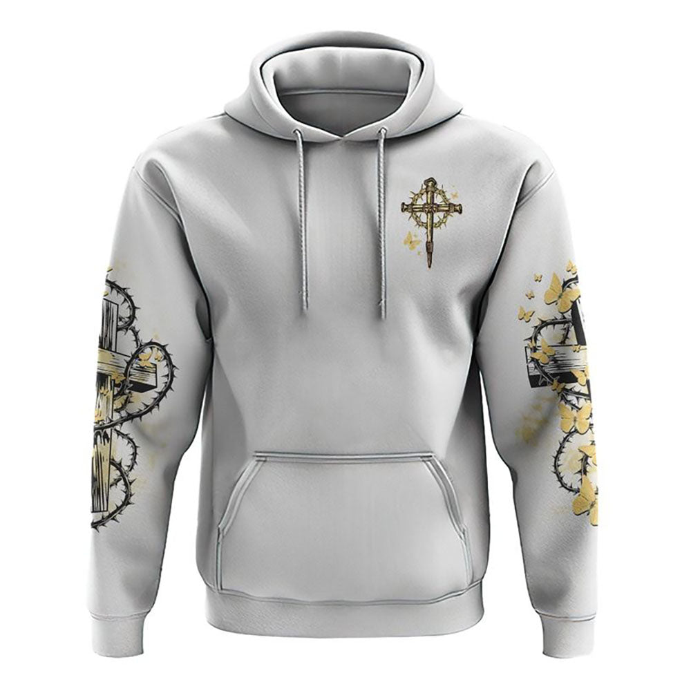 Faith Over Fear Cross All Over Print 3D Hoodie, Christian Hoodie, Christian Sweatshirt, Bible Verse Shirt