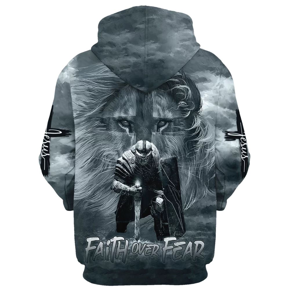 Faith Over Fear Hoodie Lion And Warriors Hoodies Men & Women, God 3D Printed Hoodie, Christian Apparel Hoodies