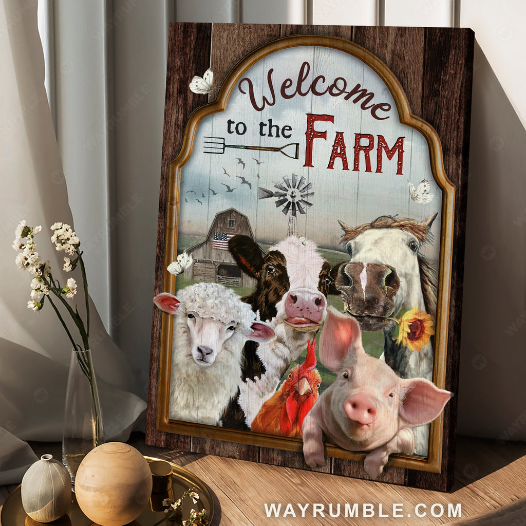 Farm animals, Cute animals, Farm life, Welcome to the farm - Family Portrait Canvas Prints, Wall Art