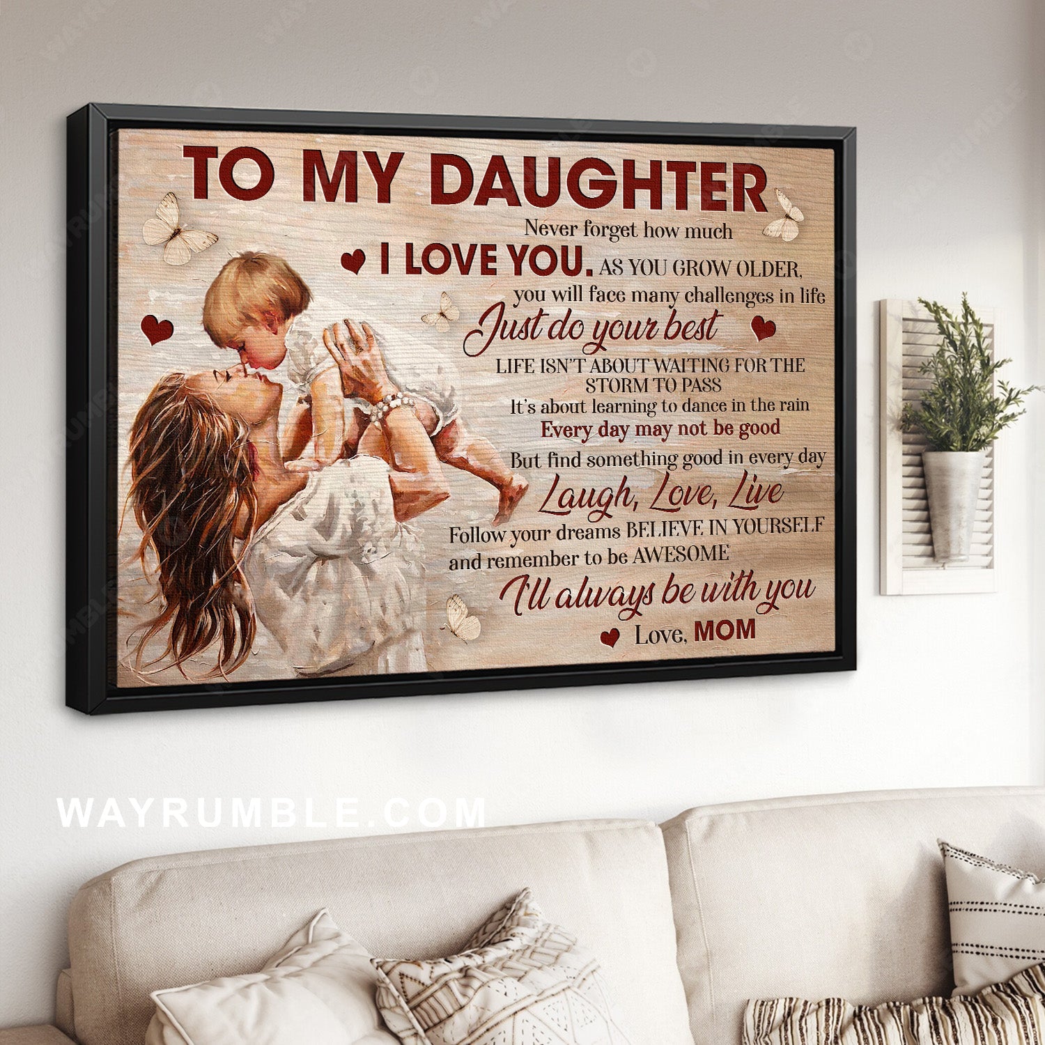 Mom to daughter, Sweet painting, Gift for daughter, I'll always be with you - Family Landscape Canvas Prints, Wall Art