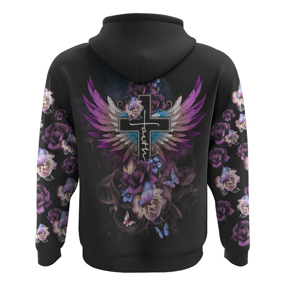 Floral Rose Butterfly Wings All Over Print 3D Hoodie, Christian Hoodie, Christian Sweatshirt, Bible Verse Shirt