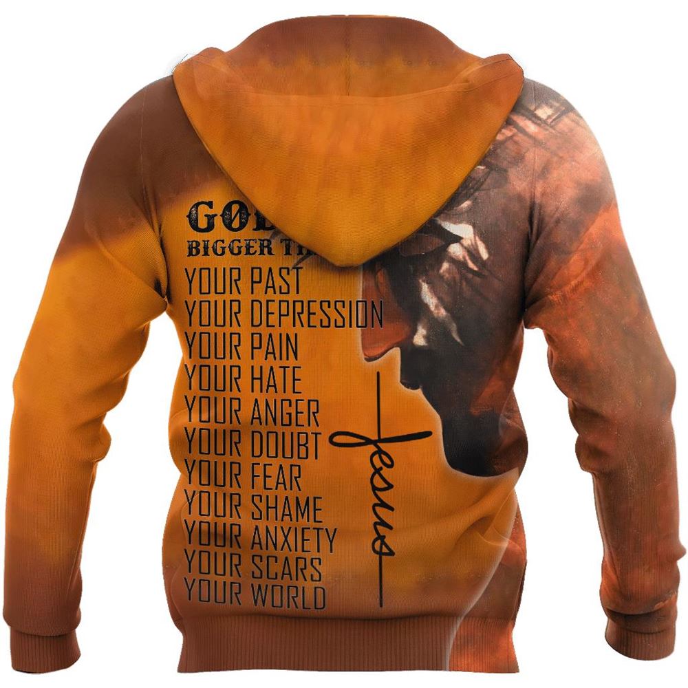 God Is Bigger Than Your Past Your Depression God 3D Hoodie For Man And Women, Jesus Printed 3D Hoodie