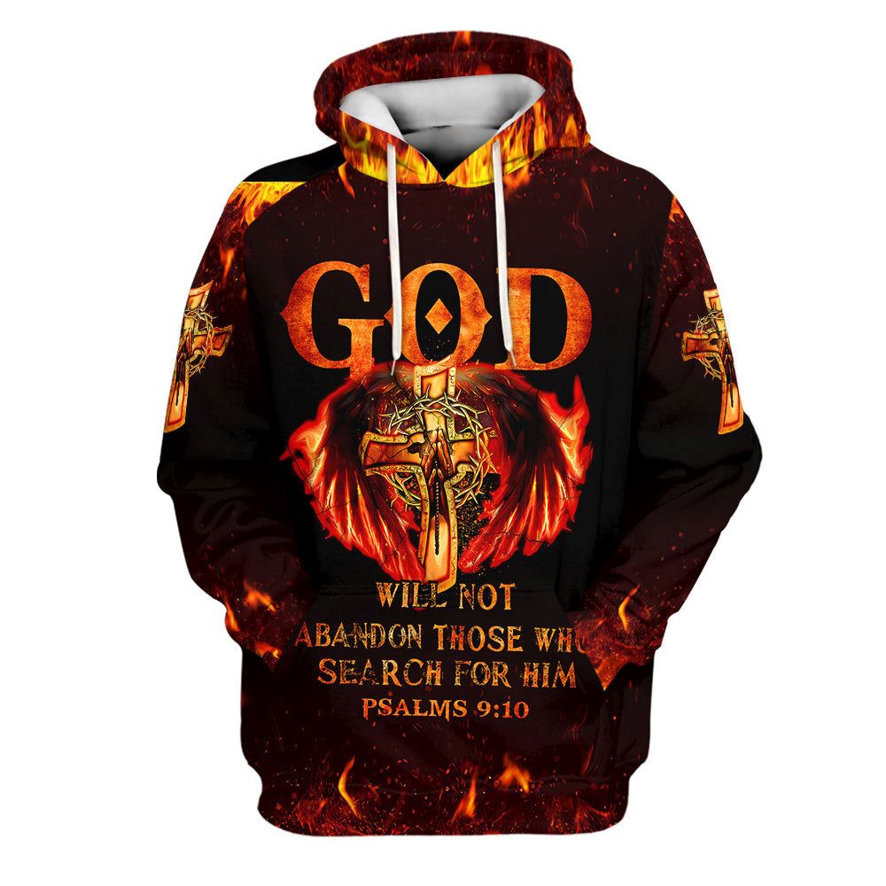 God Will Not Abandon Those Who Search For Him Hoodies Men & Women, God 3D Printed Hoodie, Christian Apparel Hoodies