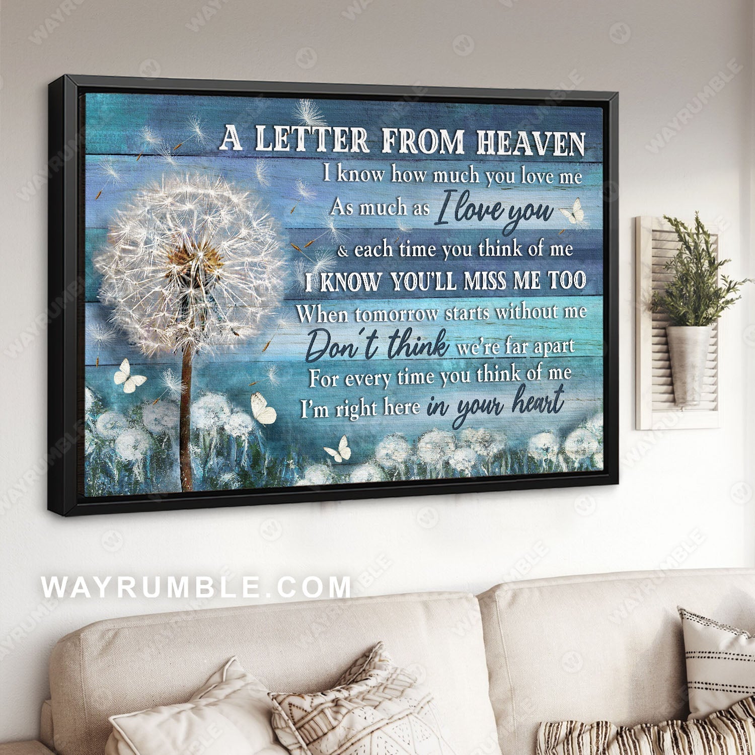 A letter from heaven, Dandelion field, I'm right here in your heart - Heaven Landscape Canvas Prints, Wall Art