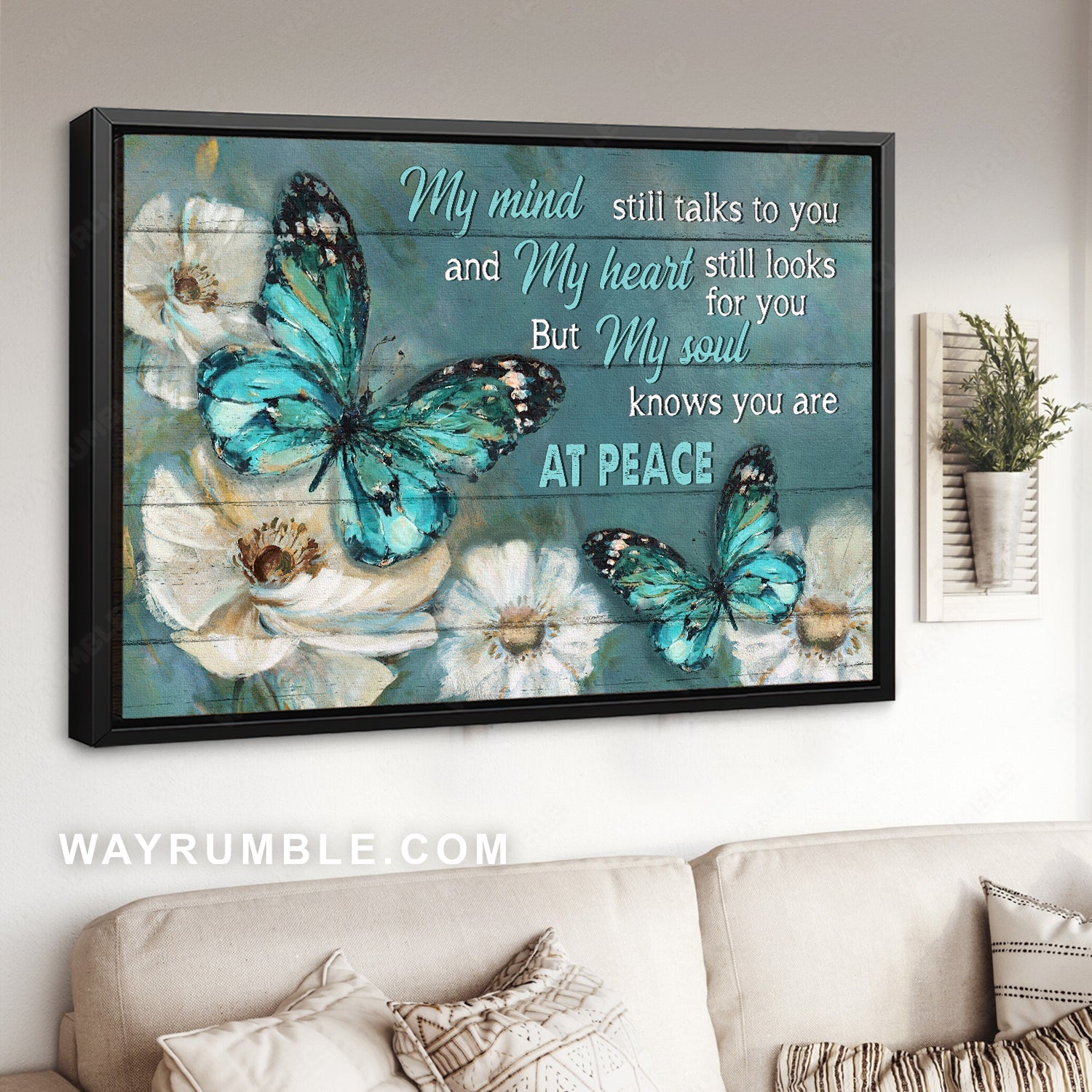 Blue butterfly, Watercolor jasmine, My mind still talks to you - Heaven Landscape Canvas Prints, Wall Art