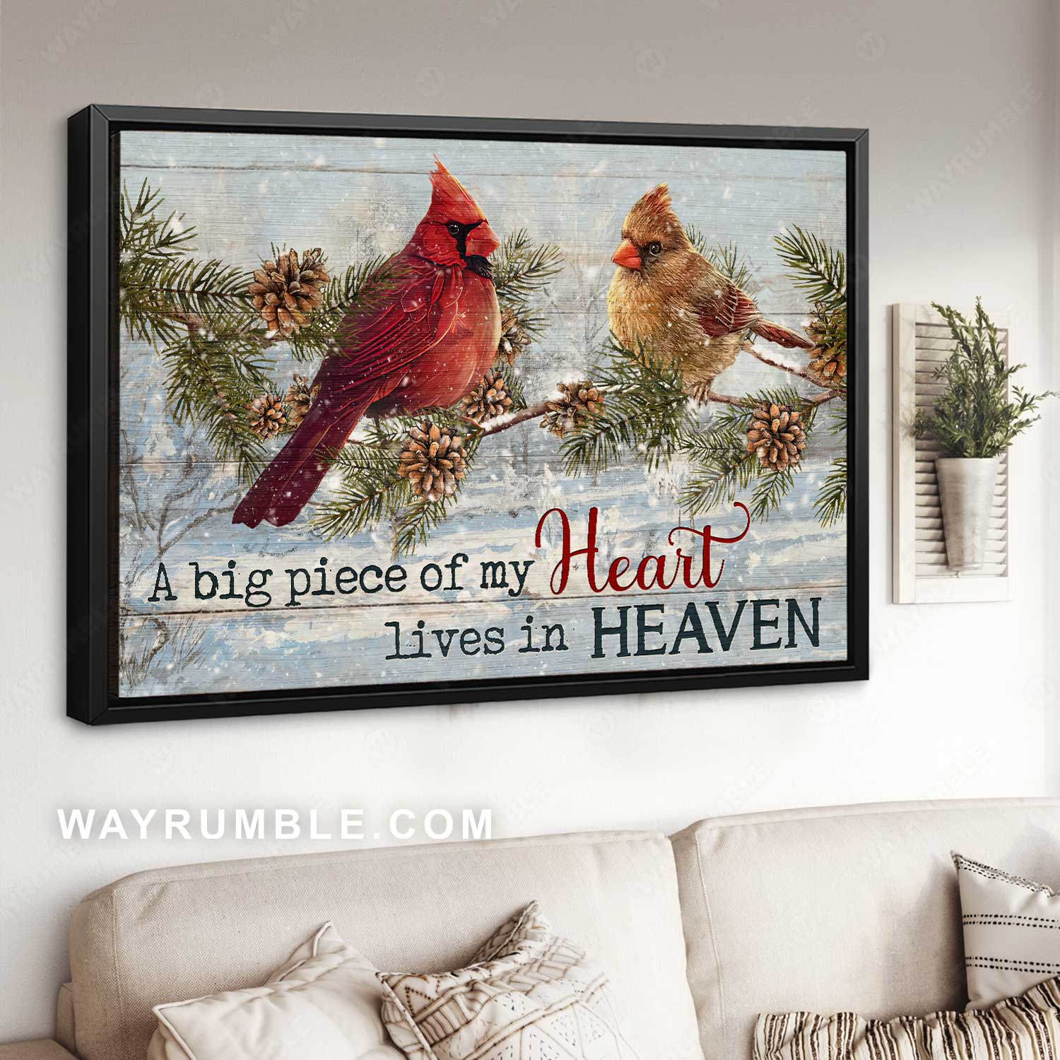 Pretty forest, Lucky cardinal, A big piece of my heart lives in heaven - Heaven Landscape Canvas Prints, Home Decor Wall Art