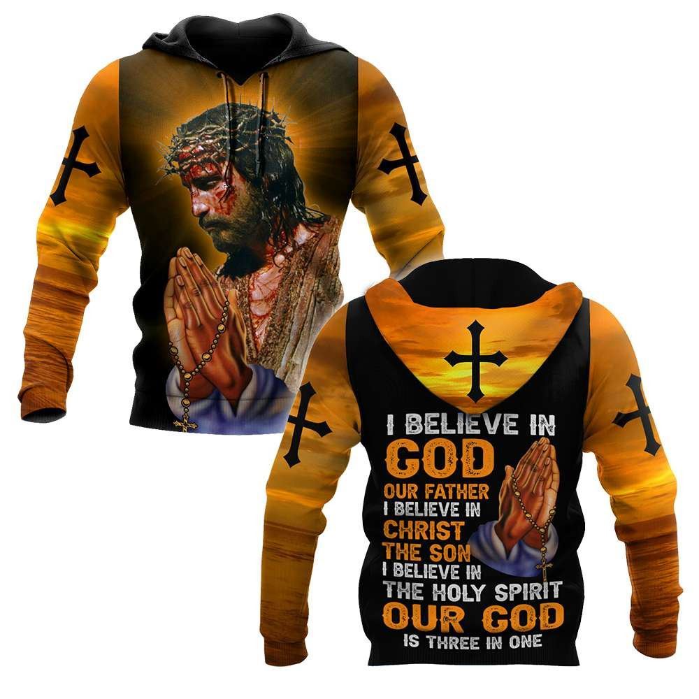 I Believe In God Our Father And Christ The Son God 3D Hoodie For Man And Women, Jesus Printed 3D Hoodie