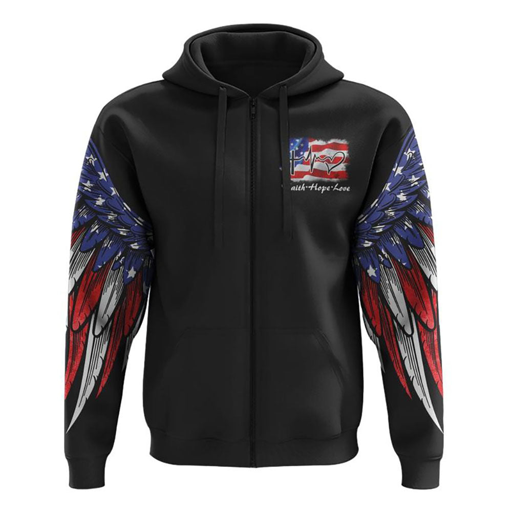 Jesus American Flag Wings Arm All Over Print 3D Hoodie, Christian Hoodie, Christian Sweatshirt, Bible Verse Shirt