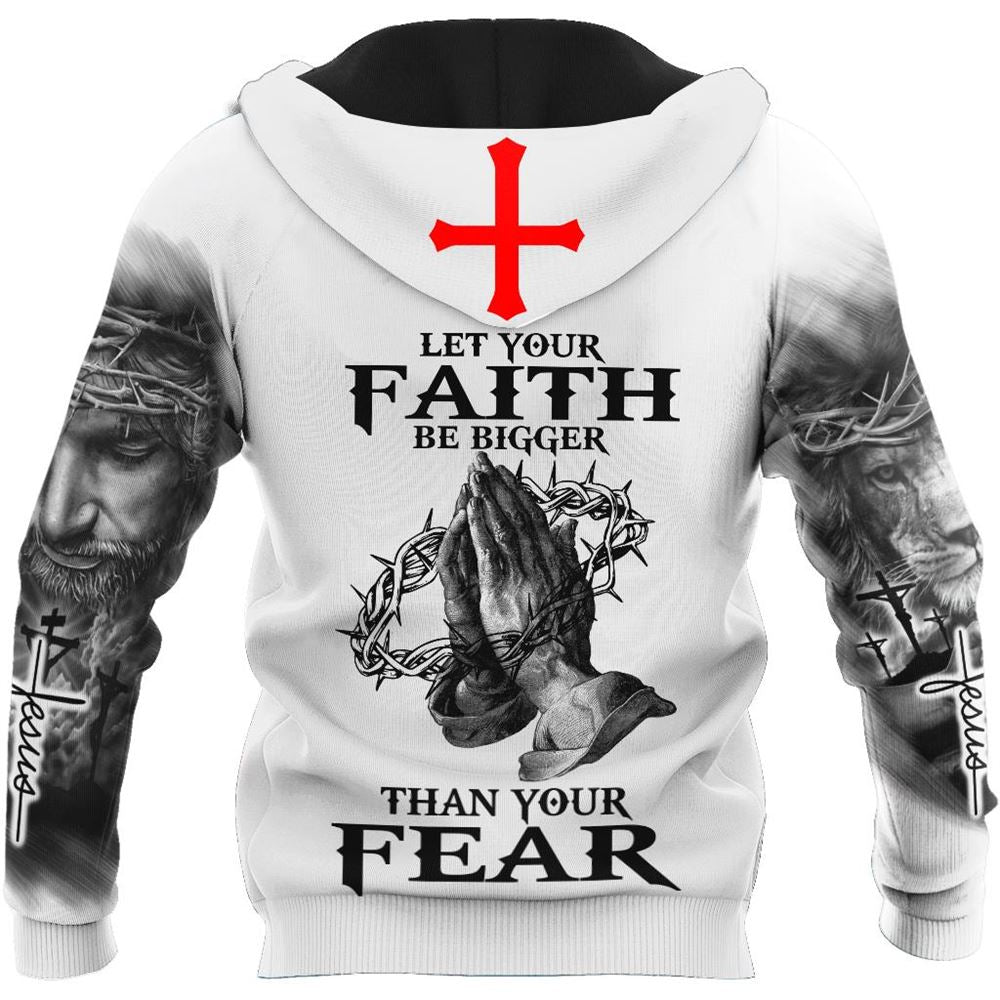 Jesus And Lion Let Your Faith Be Bigger Than Your Fear God 3D Hoodie For Man And Women, Jesus Printed 3D Hoodie