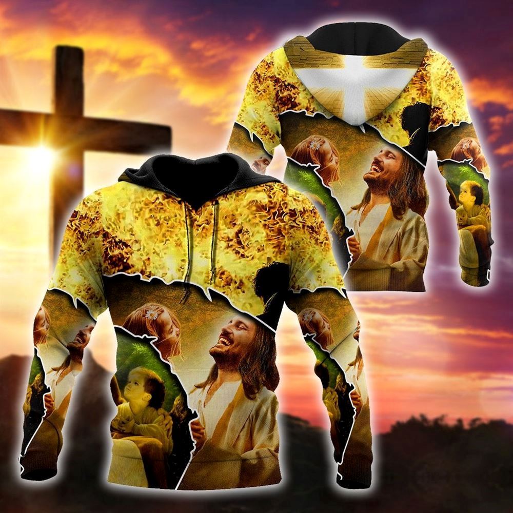 Jesus And The Children God 3D Hoodie For Man And Women, Jesus Printed 3D Hoodie