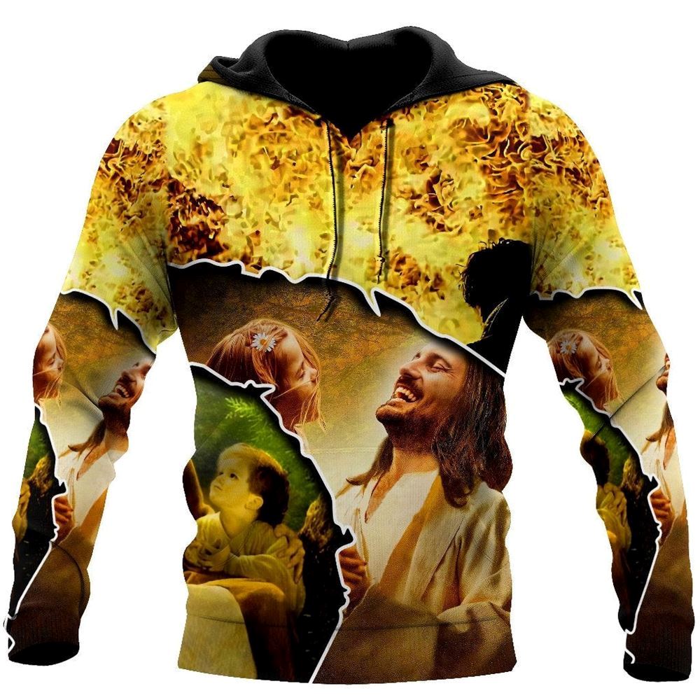 Jesus And The Children God 3D Hoodie For Man And Women, Jesus Printed 3D Hoodie