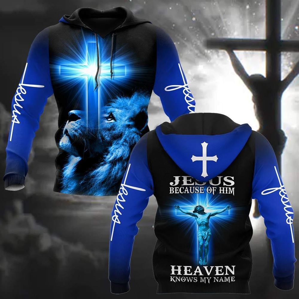 Jesus Because Of Him Heaven Knows My Name God 3D Hoodie For Man And Women, Jesus Printed 3D Hoodie