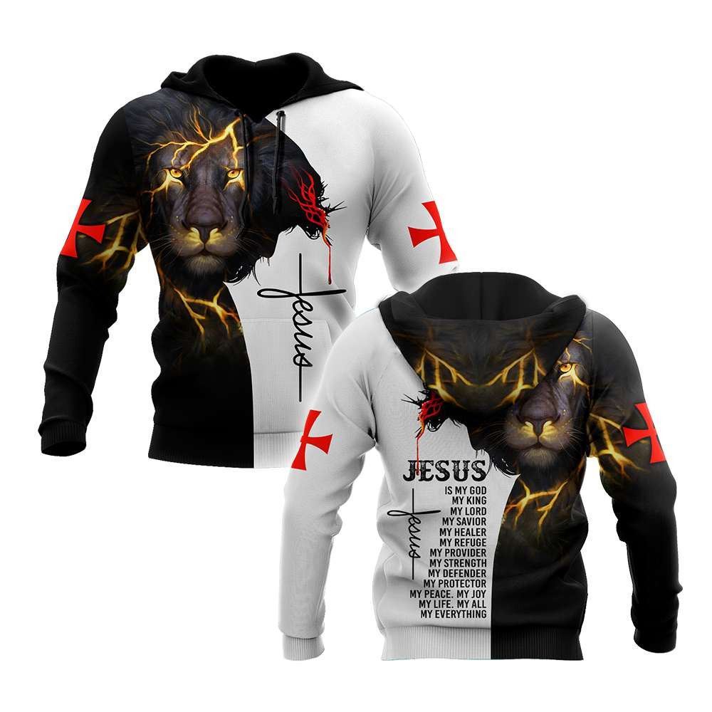Jesus Christ And Lion My Everything God 3D Hoodie For Man And Women, Jesus Printed 3D Hoodie