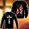 Jesus Christ Cross And Flag One Nation Under God 3D Hoodie For Man And Women, Jesus Printed 3D Hoodie