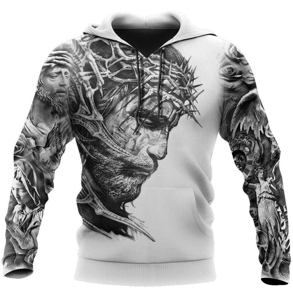 Jesus Christ With Wings Tattoo God 3D Hoodie For Man And Women, Jesus Printed 3D Hoodie