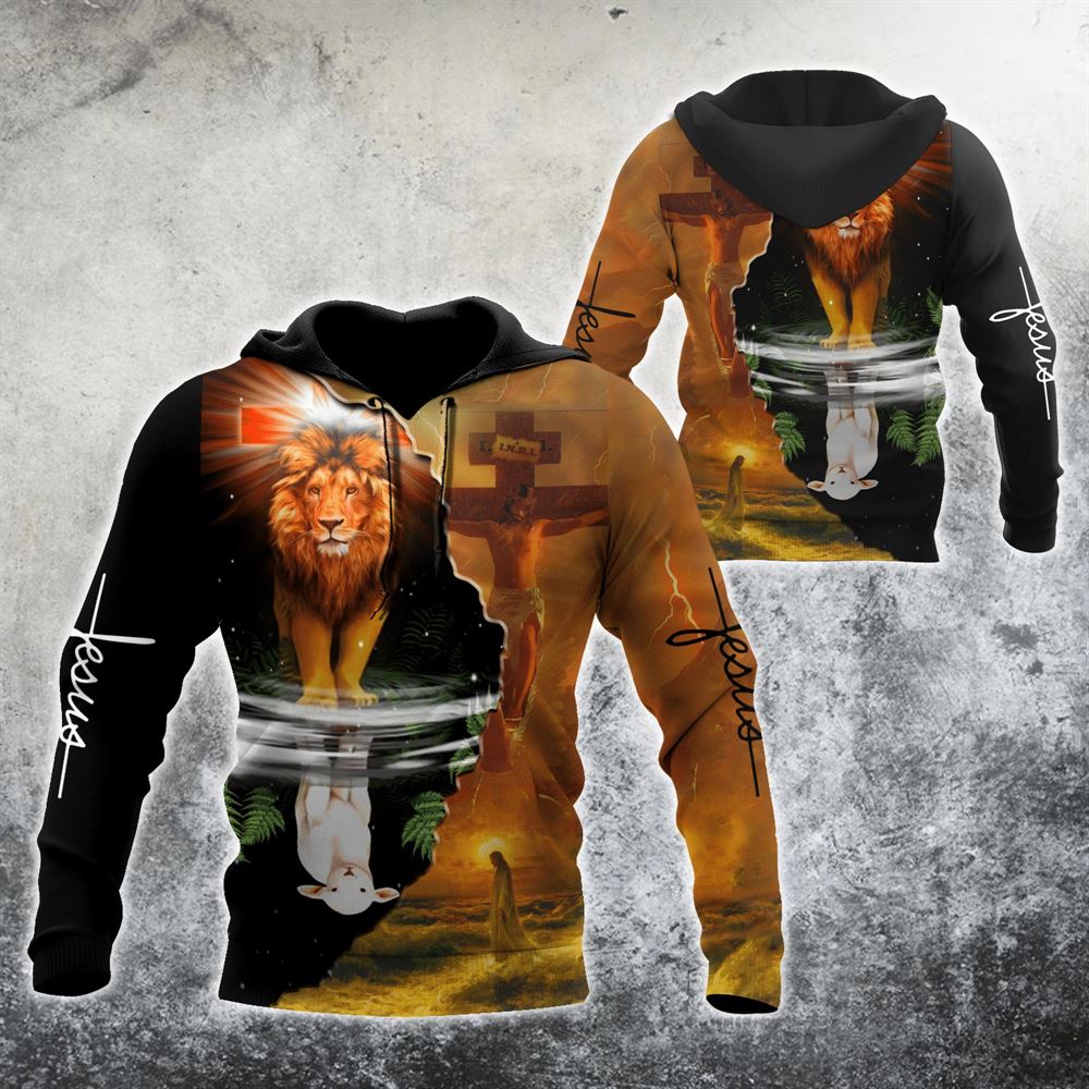 Jesus Lion Lamp God 3D Hoodie For Man And Women, Jesus Printed 3D Hoodie