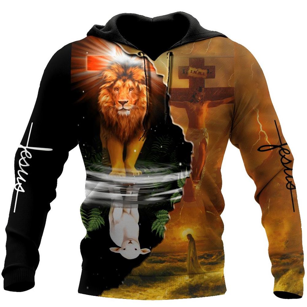 Jesus Lion Lamp God 3D Hoodie For Man And Women, Jesus Printed 3D Hoodie