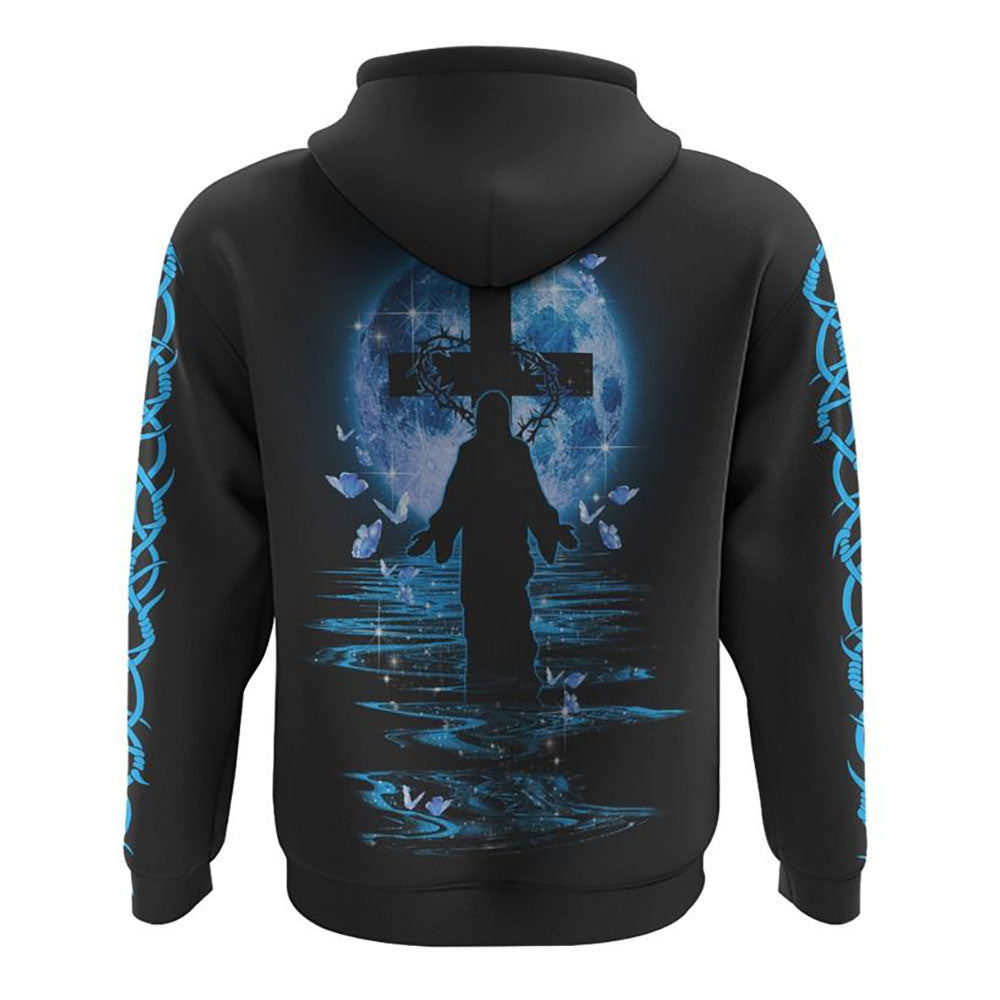 Jesus Moon Heaven All Over Print 3D Hoodie, Christian Hoodie, Christian Sweatshirt, Bible Verse Shirt