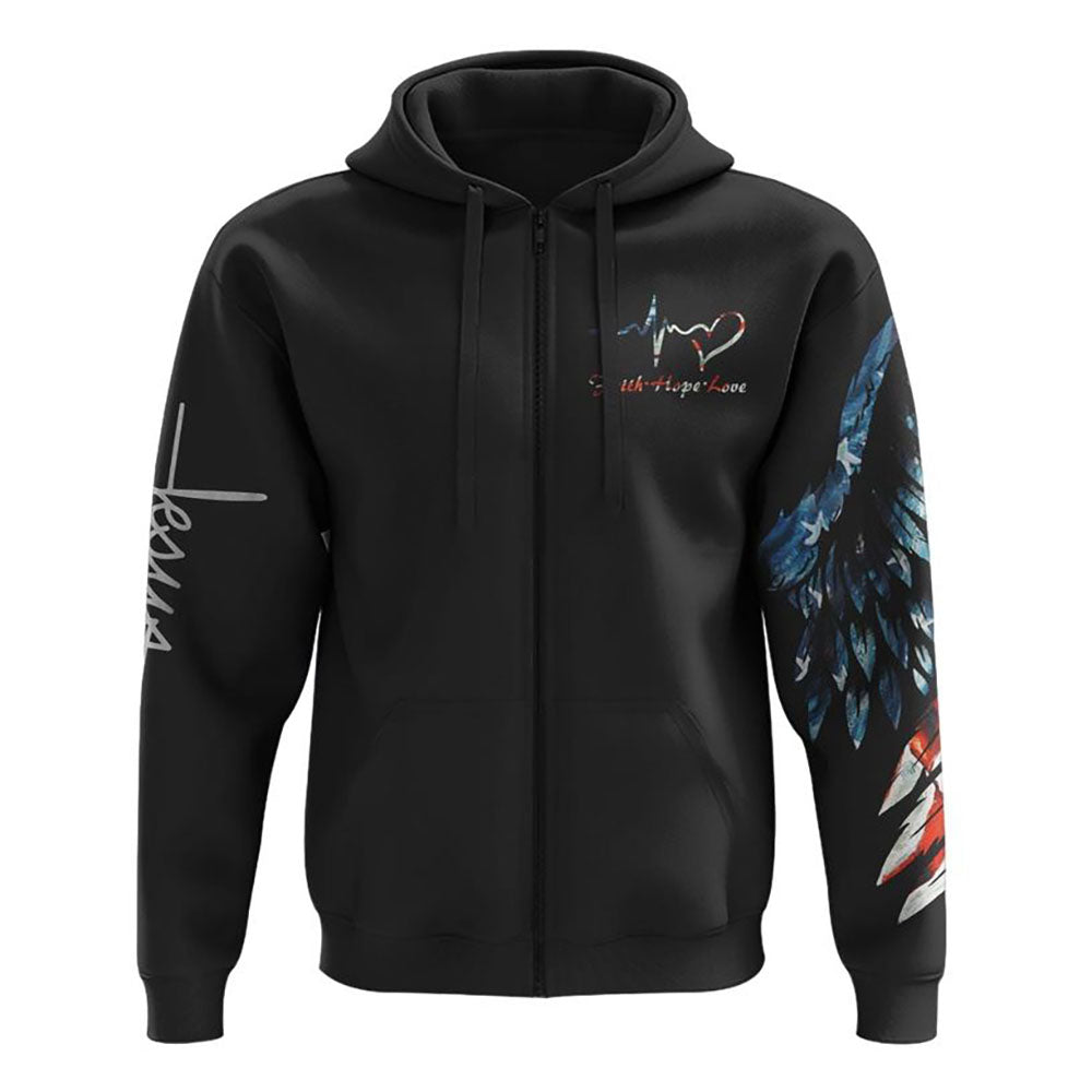 Jesus Saved America Wings Cross All Over Print 3D Hoodie, Christian Hoodie, Christian Sweatshirt, Bible Verse Shirt