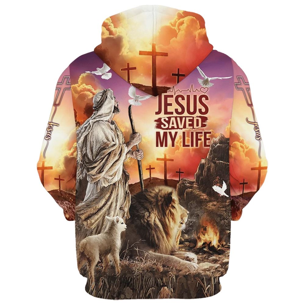 Jesus Saved My Life Hoodie The Lamb And Lion Hoodies Jesus Hoodie Men & Women, God 3D Printed Hoodie, Christian Apparel Hoodies