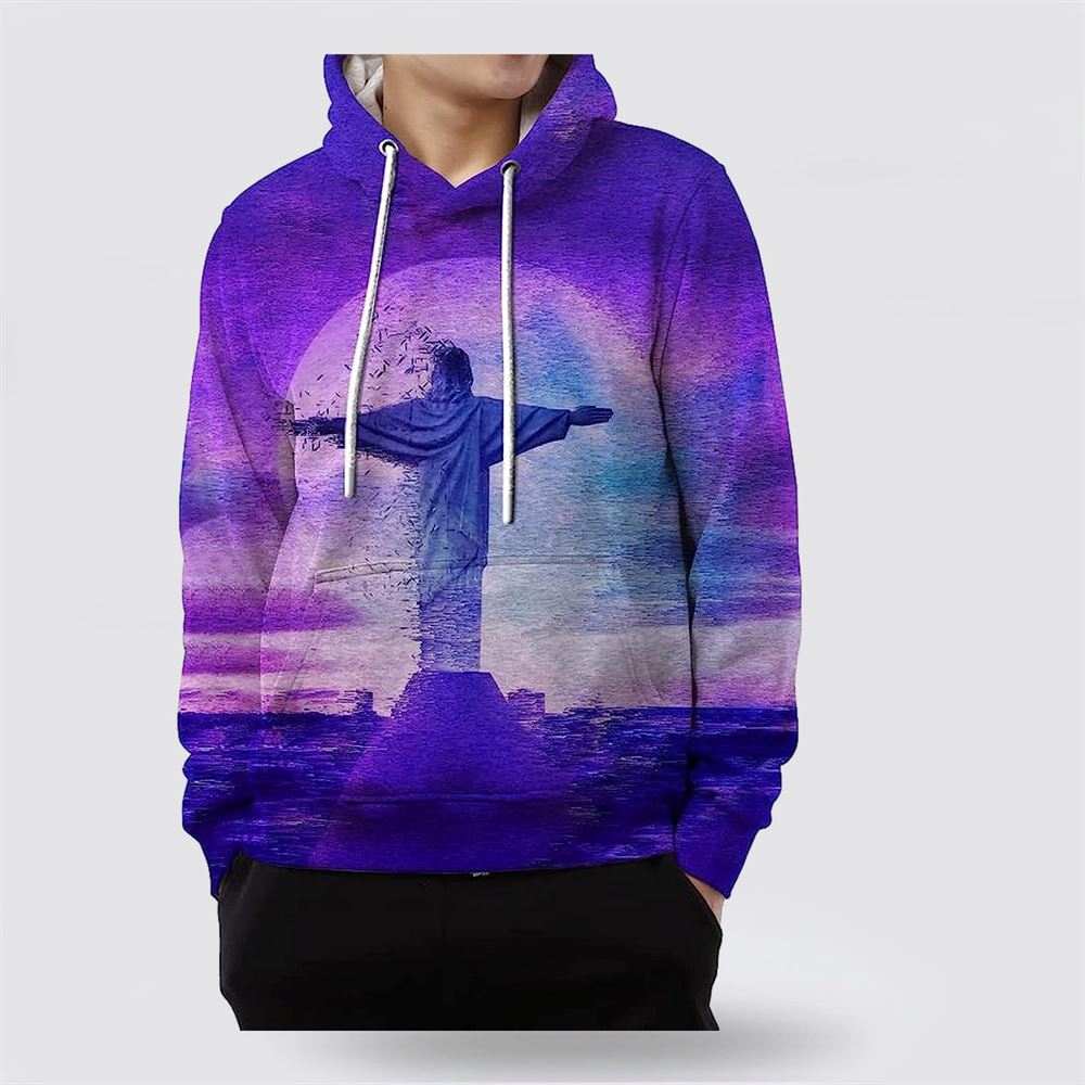 Jesus Statue Pattern 3D Hoodies For Women Men, God 3D Printed Hoodie, Christian Apparel Hoodies