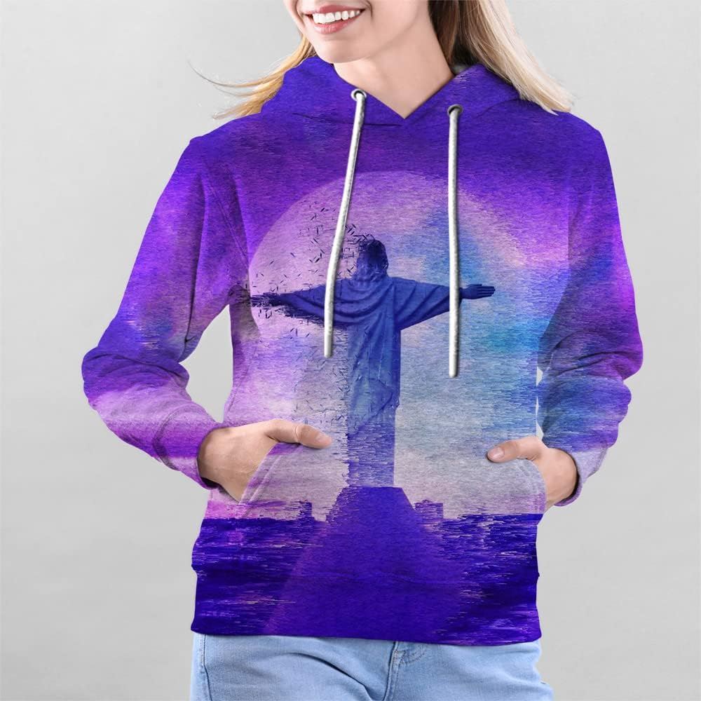 Jesus Statue Pattern 3D Hoodies For Women Men, God 3D Printed Hoodie, Christian Apparel Hoodies