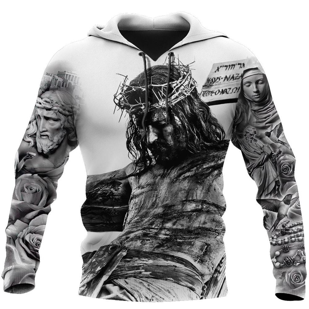 Jesus Tattoo God 3D Hoodie For Man And Women, Jesus Printed 3D Hoodie