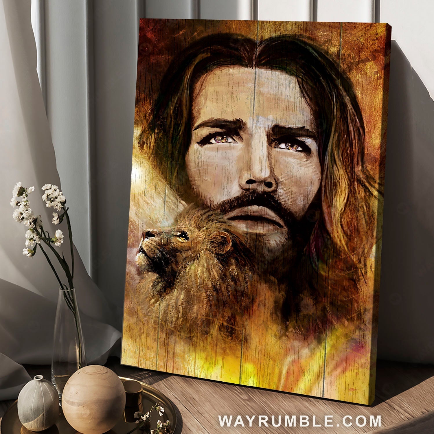 Unique artwork, Stunning Jesus, Watercolor lion, Beautiful painting - Jesus Portrait Canvas Prints, Home Decor Wall Art