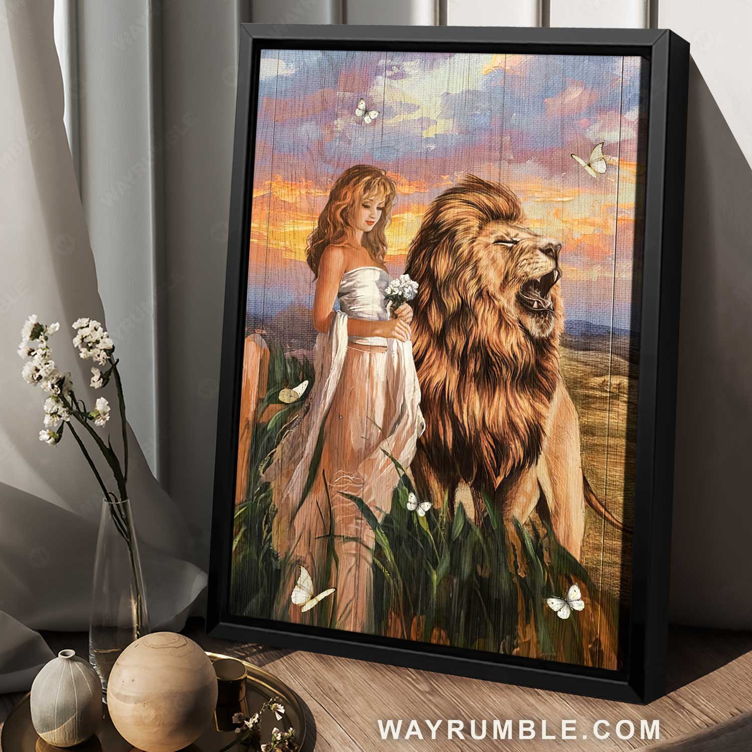 Pretty sunset, Amazing girl, Lion of Judah, Jesus painting - Jesus Portrait Canvas Prints, Home Decor Wall Art