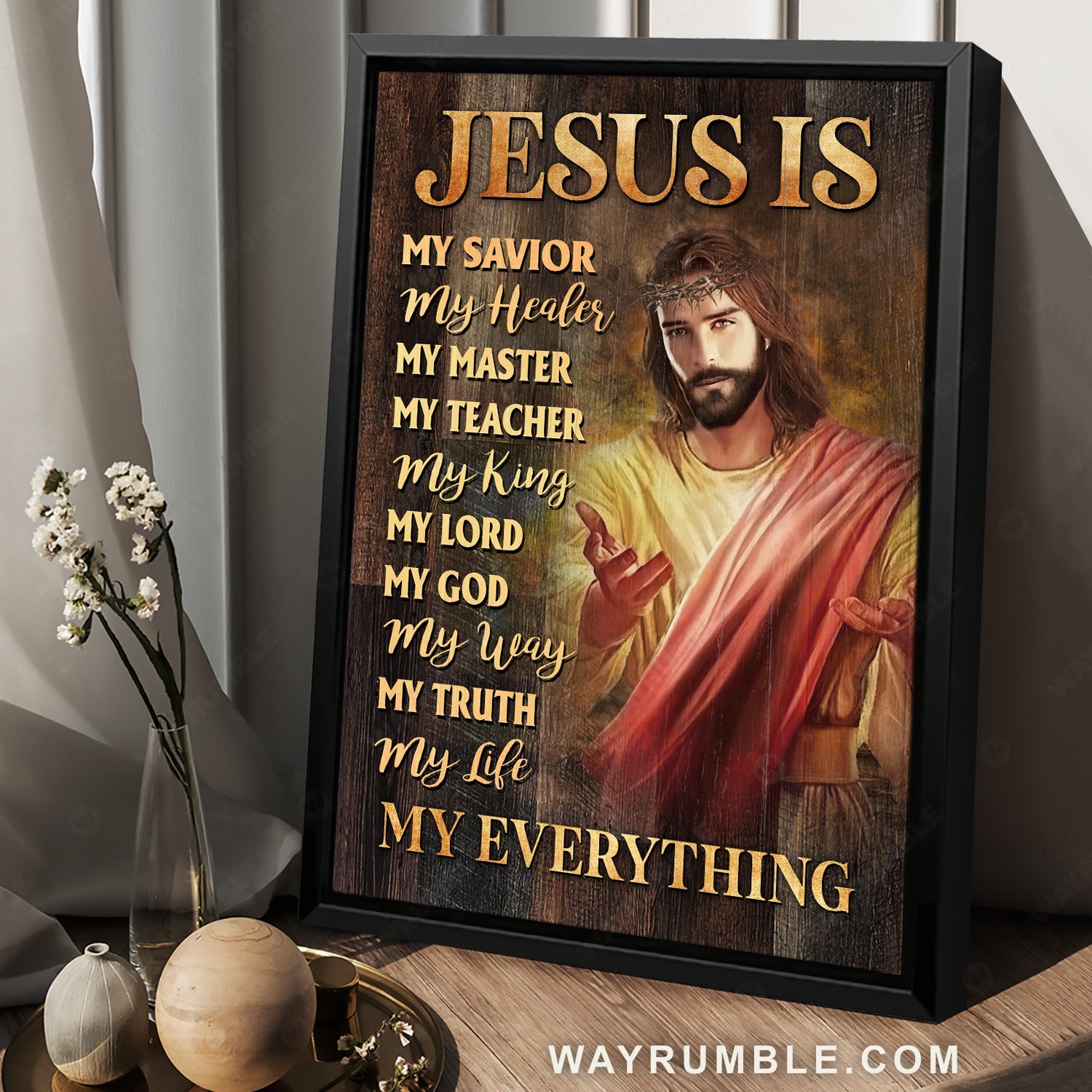 Beautiful Jesus painting, Crown of thorn, Jesus is my savior, My healer - Jesus Portrait Canvas Prints, Christian Wall Art