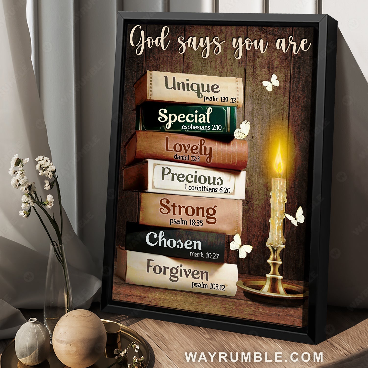 Antique book, Vintage bible, Beautiful night, God says you are unique - Jesus Portrait Canvas Prints, Christian Wall Art