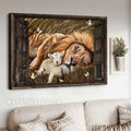 Sweet dream, Sleeping lion, Little lamb, Beautiful scene - Jesus Landscape Canvas Prints, Home Decor Wall Art