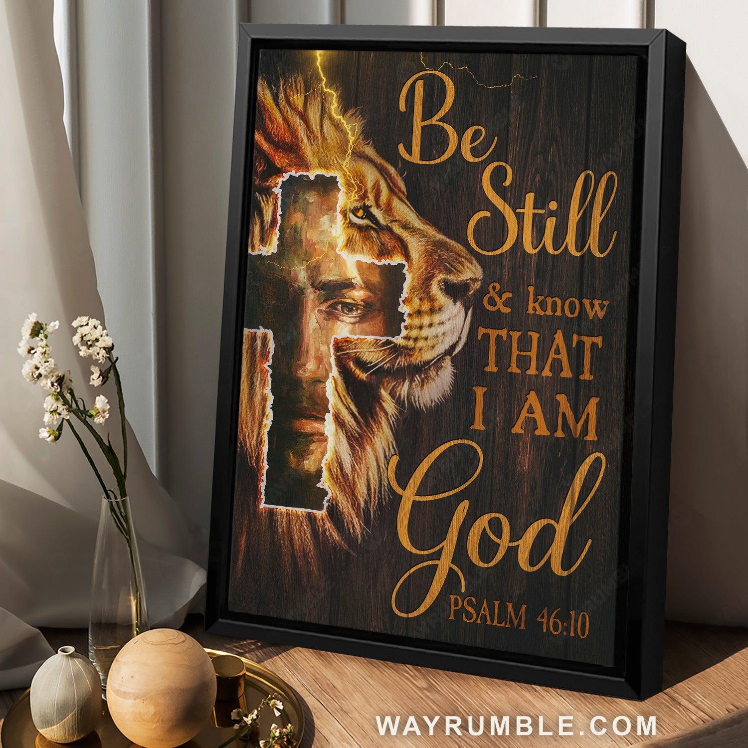 Unique cross, Lion of Judah, Home Decoration, Be still and know that I am God - Jesus Portrait Canvas Prints, Home Decor Wall Art