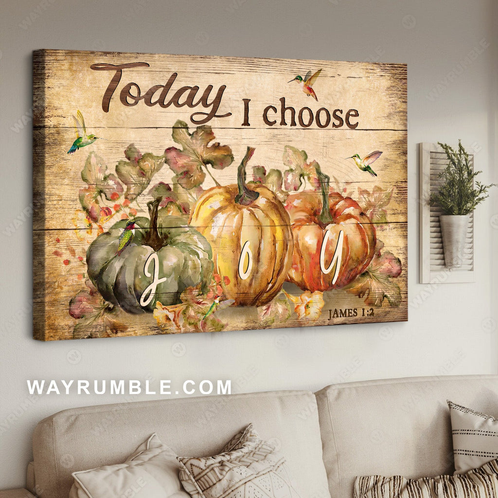 Pumpkin drawing, Colorful hummingbird, Halloween vibe, Today I choose joy - Jesus Landscape Canvas Prints, Home Decor Wall Art