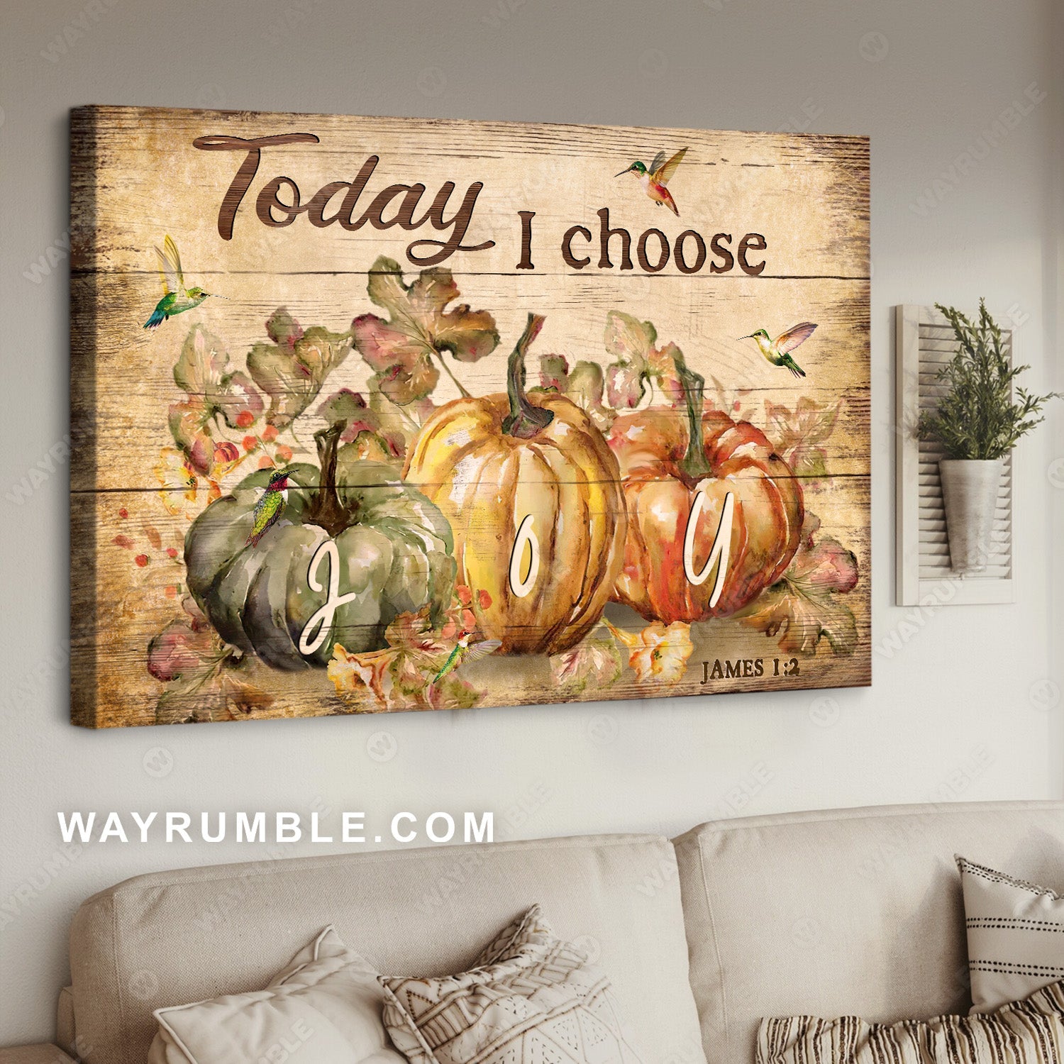Pumpkin drawing, Colorful hummingbird, Halloween vibe, Today I choose joy - Jesus Landscape Canvas Prints, Home Decor Wall Art
