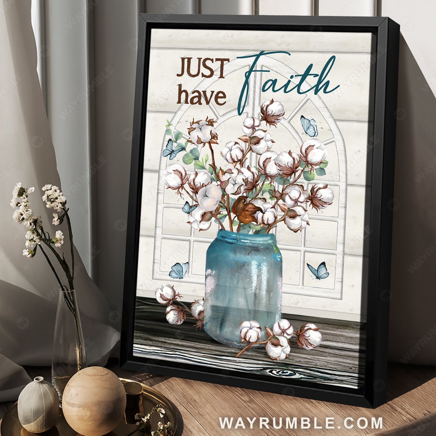 Beautiful cotton flower, Stunning butterfly, Home Decor, Just have faith - Jesus Portrait Canvas Prints, Home Decor Wall Art