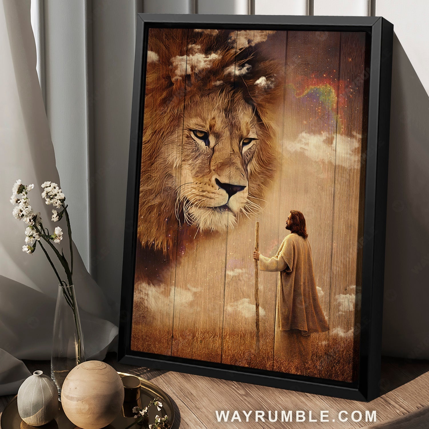 Beautiful lion painting, The life of Jesus, Magic sky, Walking with Jesus - Jesus Portrait Canvas Prints, Home Decor Wall Art