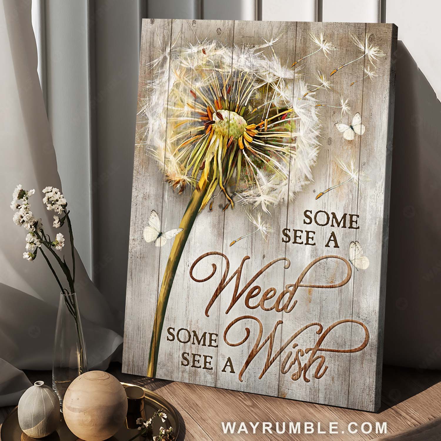 Pretty dandelion artwork, White butterfly, Some see a weed, Some see a wish - Jesus Portrait Canvas Prints, Home Decor Wall Art
