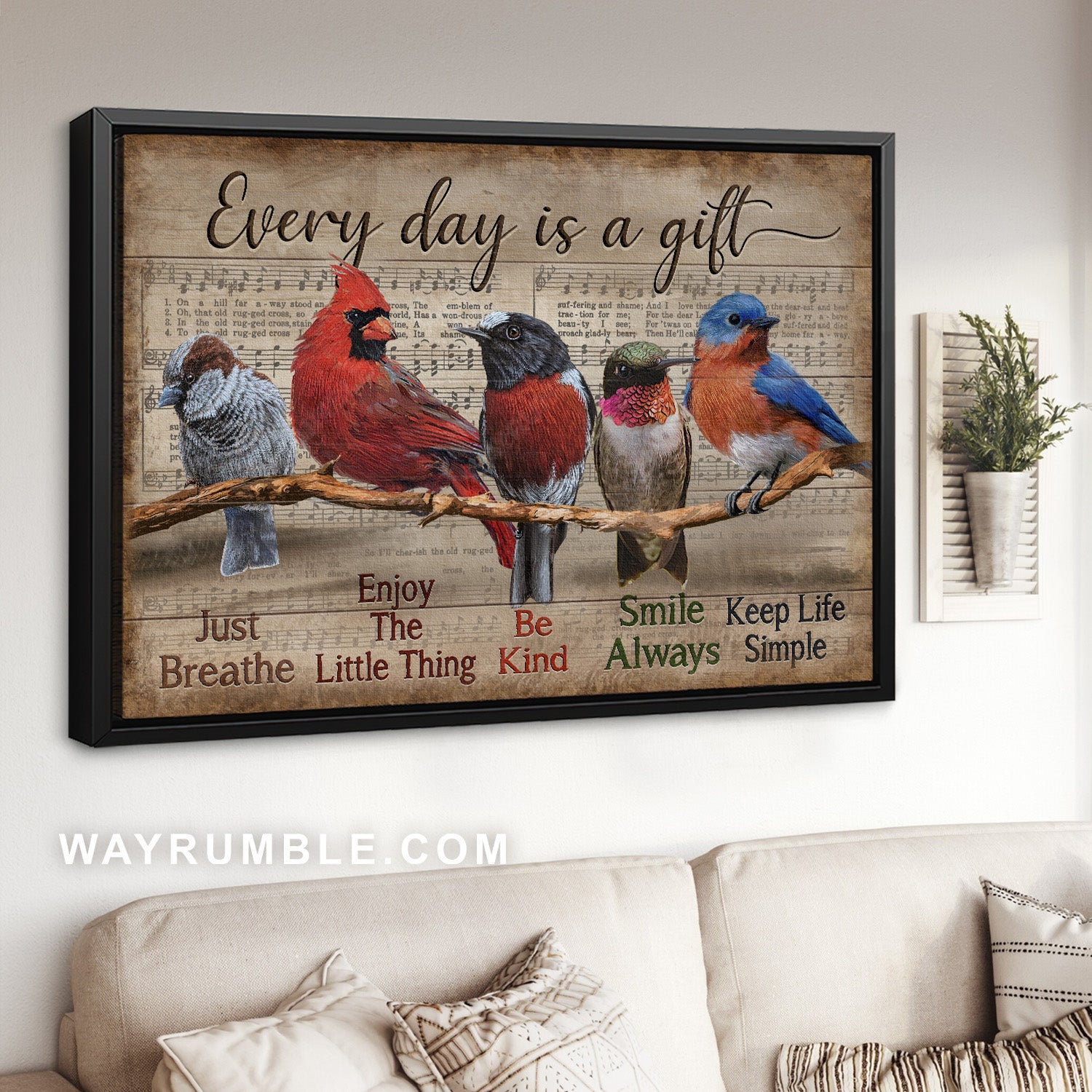Bird painting, Red cardinal, Eastern bluebird, Every day is a gift - Jesus Portrait Canvas Prints, Home Decor Wall Art