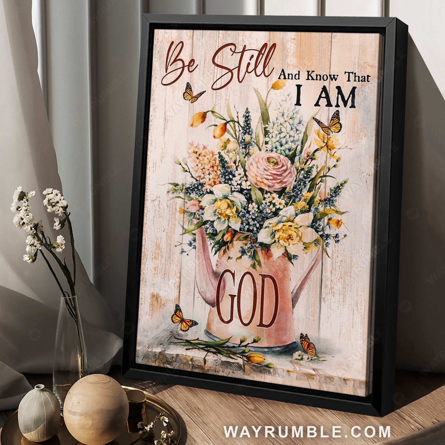 Wedding flower, Light pink background, Be still and know that I am God - Jesus Portrait Canvas Prints, Home Decor Wall Art