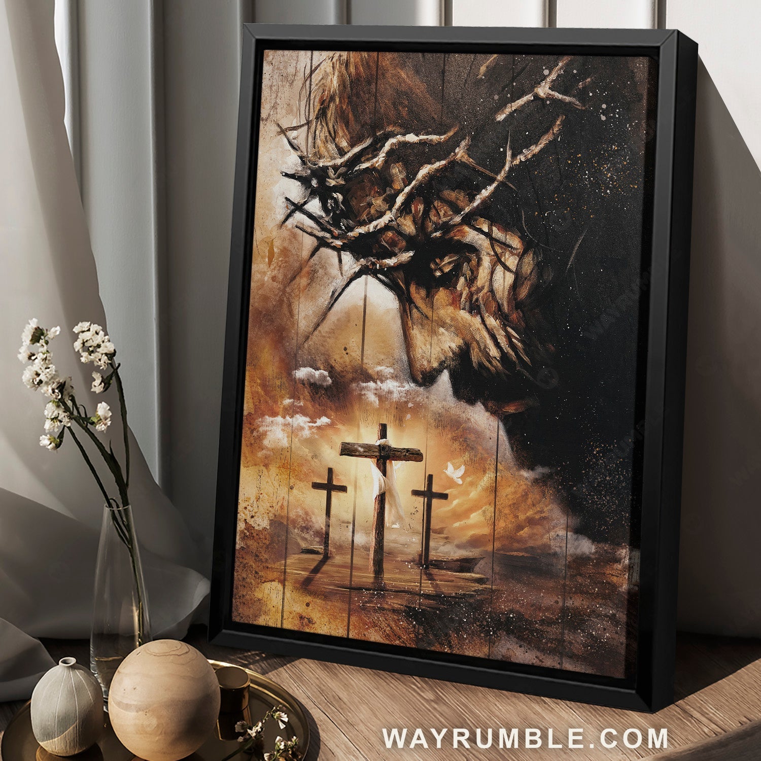 Jesus painting, Crown of thorn artwork, Stunning sunset, Awesome cross - Jesus Portrait Canvas Prints, Home Decor Wall Art