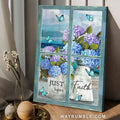 Beautiful hydrangea, Blue ocean, Pretty butterfly, Just have faith - Jesus Portrait Canvas Prints, Christian Wall Art