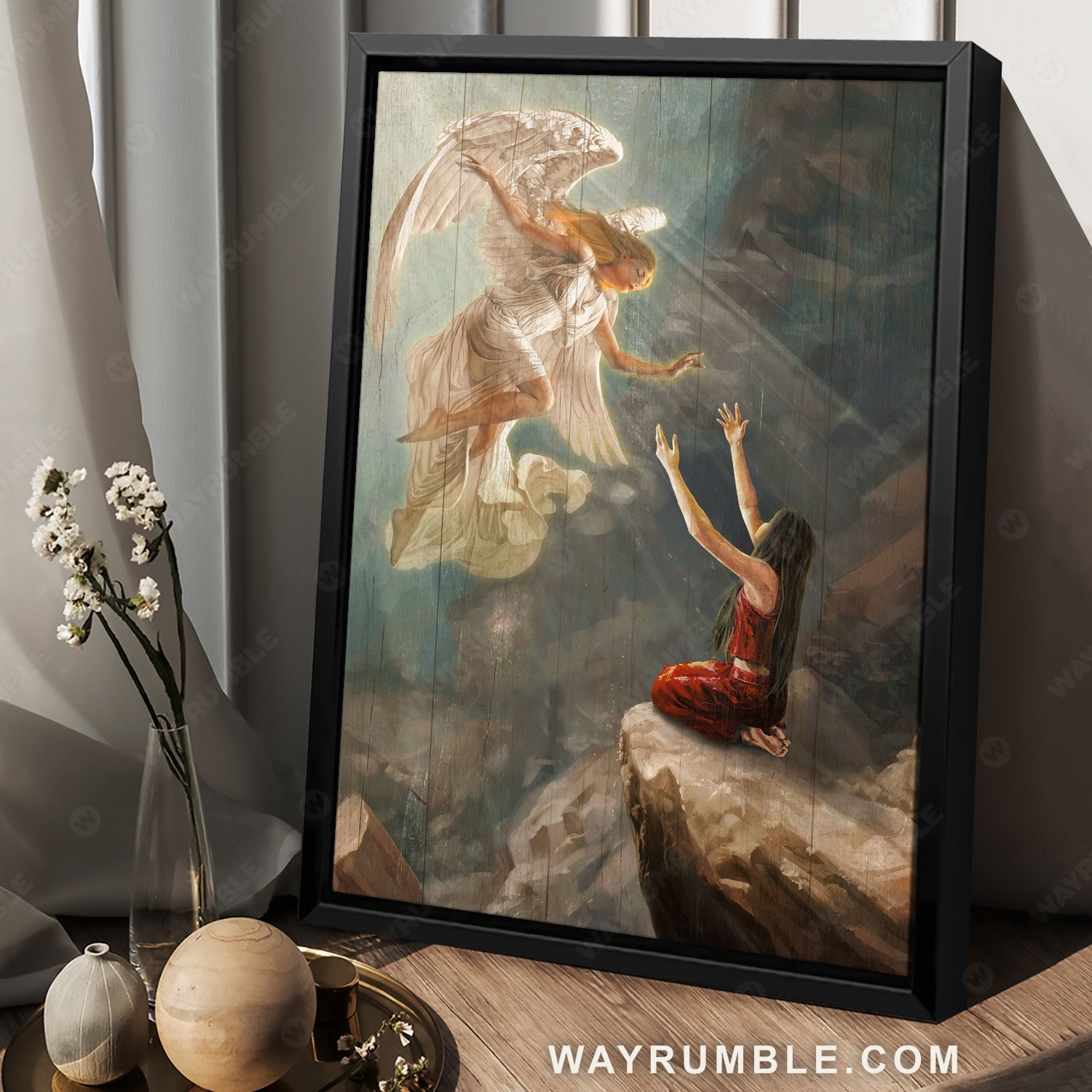 Angel drawing, Beautiful girl, The way to heaven - Jesus Portrait Canvas Prints, Christian Wall Art