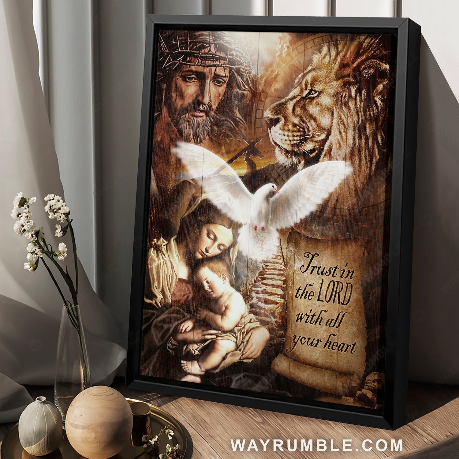 Brilliant dove, The life of Jesus, Stunning lion, Trust in the Lord - Jesus Portrait Canvas Prints, Home Decor Wall Art